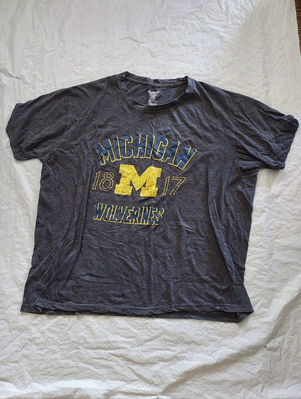 Pro Edge Michigan Wolverines Gray T-Shirt with Yellow & Blue Logo